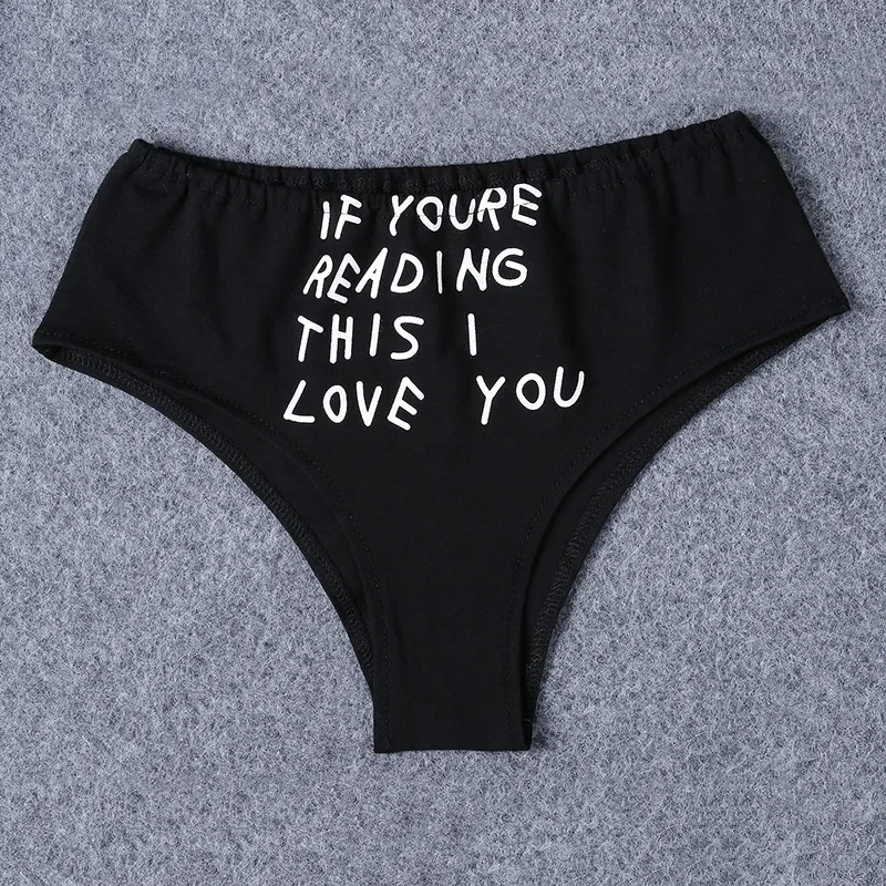 IF YOU`RE READING THIS I LOVE YOU Funny Letter Printed High Waist Panties Briefs Underwear Lingerie Sexy Calcinha culotte bragas