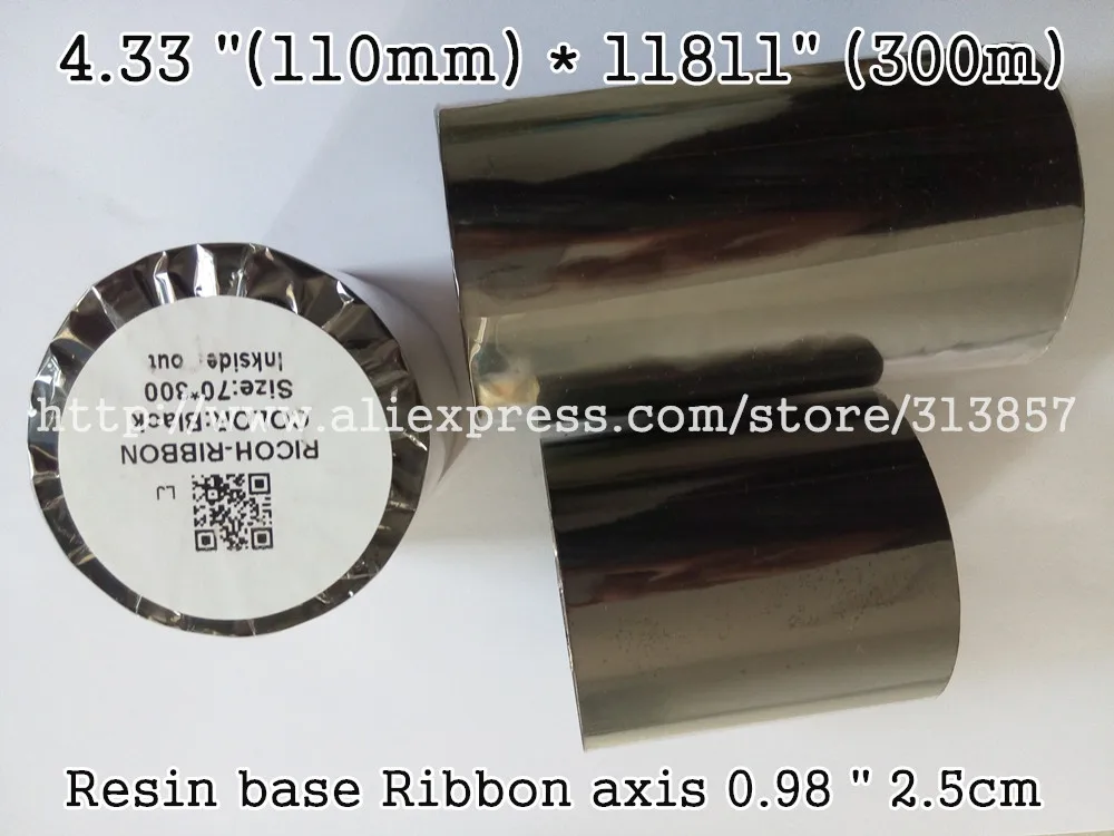 

Address shipping label Black Resin base Ribbon 4.33 "(110mm) * 11811" (300m) axis 0.98 " 2.5cm Use For sticker printer machine