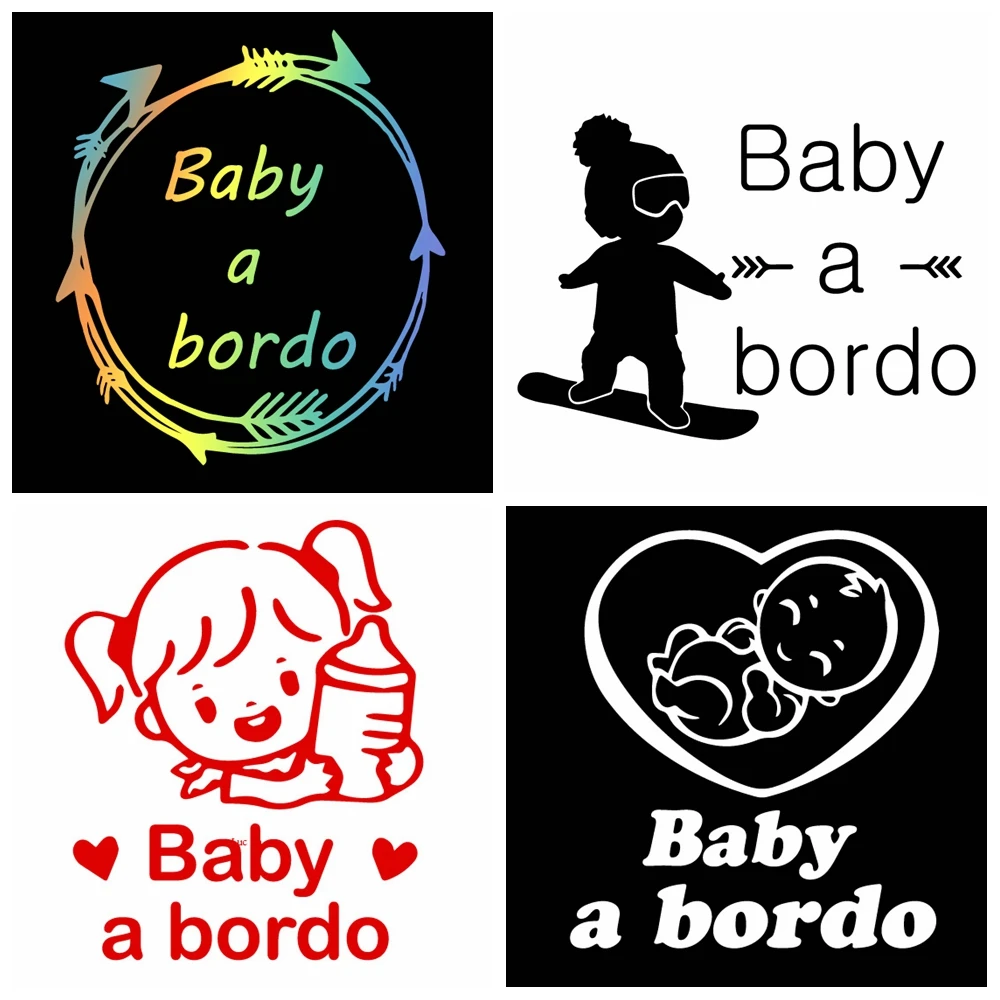 

10 Kinds Spanish Vinyl Stickers Bebé a bordo Car Sticker For Cars Body Decal Window Baby on bordo Auto Decals Decoration
