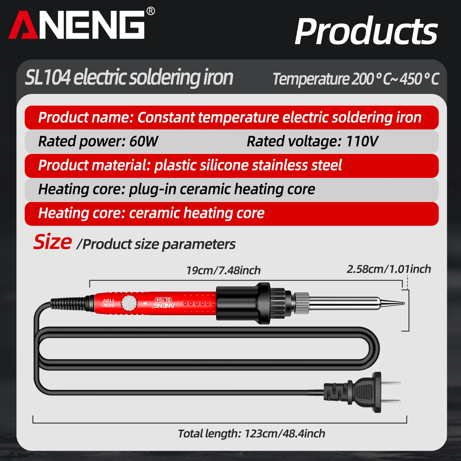 ANENG SL104 Electric Soldering Iron 11 Kits Set Ceramic Heater Solder Tips Quick Tin 60W Equipment Electric Welding Repair Tools