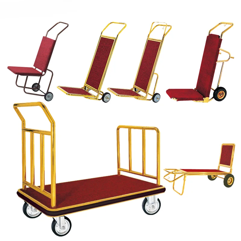 Supplies Lobby Trolley Luggage Carts Commercial Service Crown Bellboy Cart Clothes Delivery Baggage Hand Truck