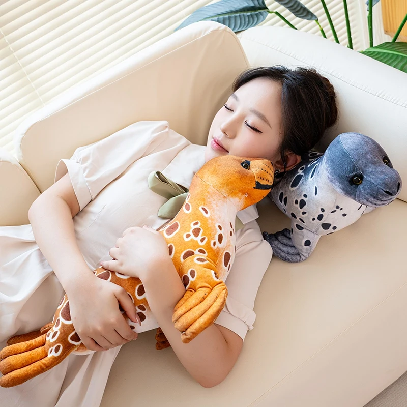 40/60cm Lifelike Real Lying Seal Plush Toy Pillow Brown Gray Polka Dot Marine Life Seal Plush Toy Gift For Boys And Girls