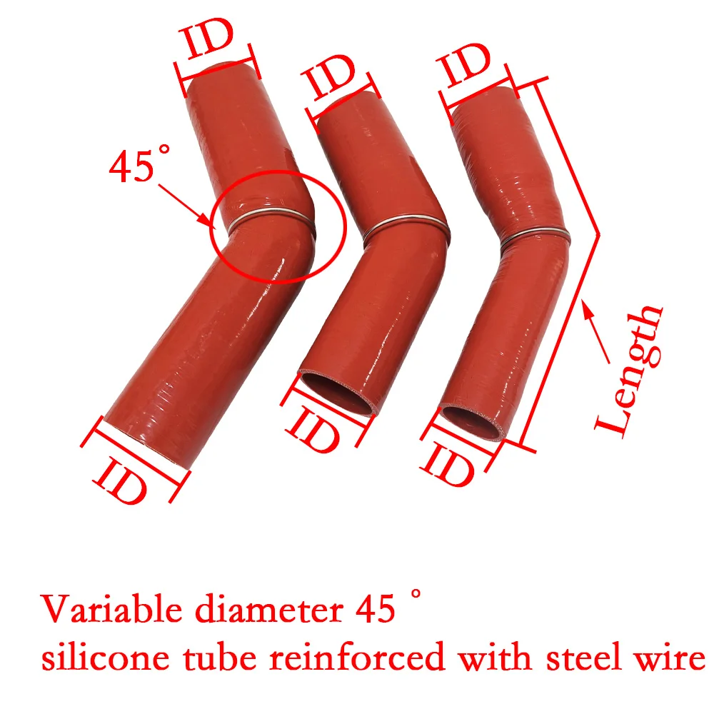 High quality 45 ° variable diameter silicone hose, suitable for retrofitting intercooler intake hose, turbine intake pipe