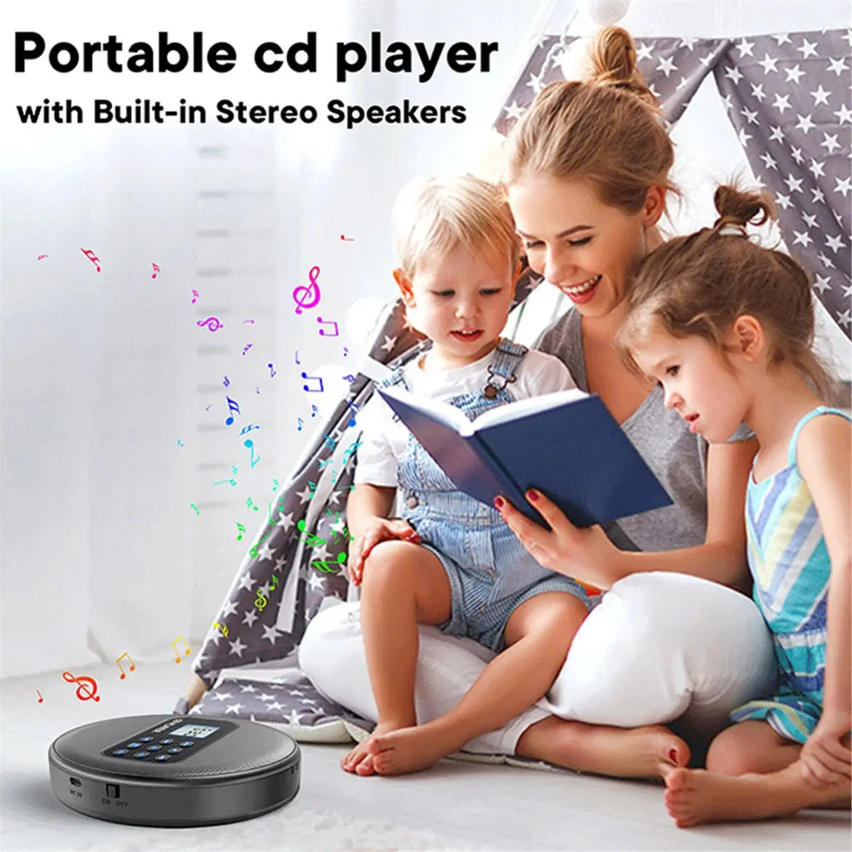 THANKSGIVING DAY Portable Bluetooth Cd Player with Speakers, Rechargeable Discman Cd Walkman with Headphones