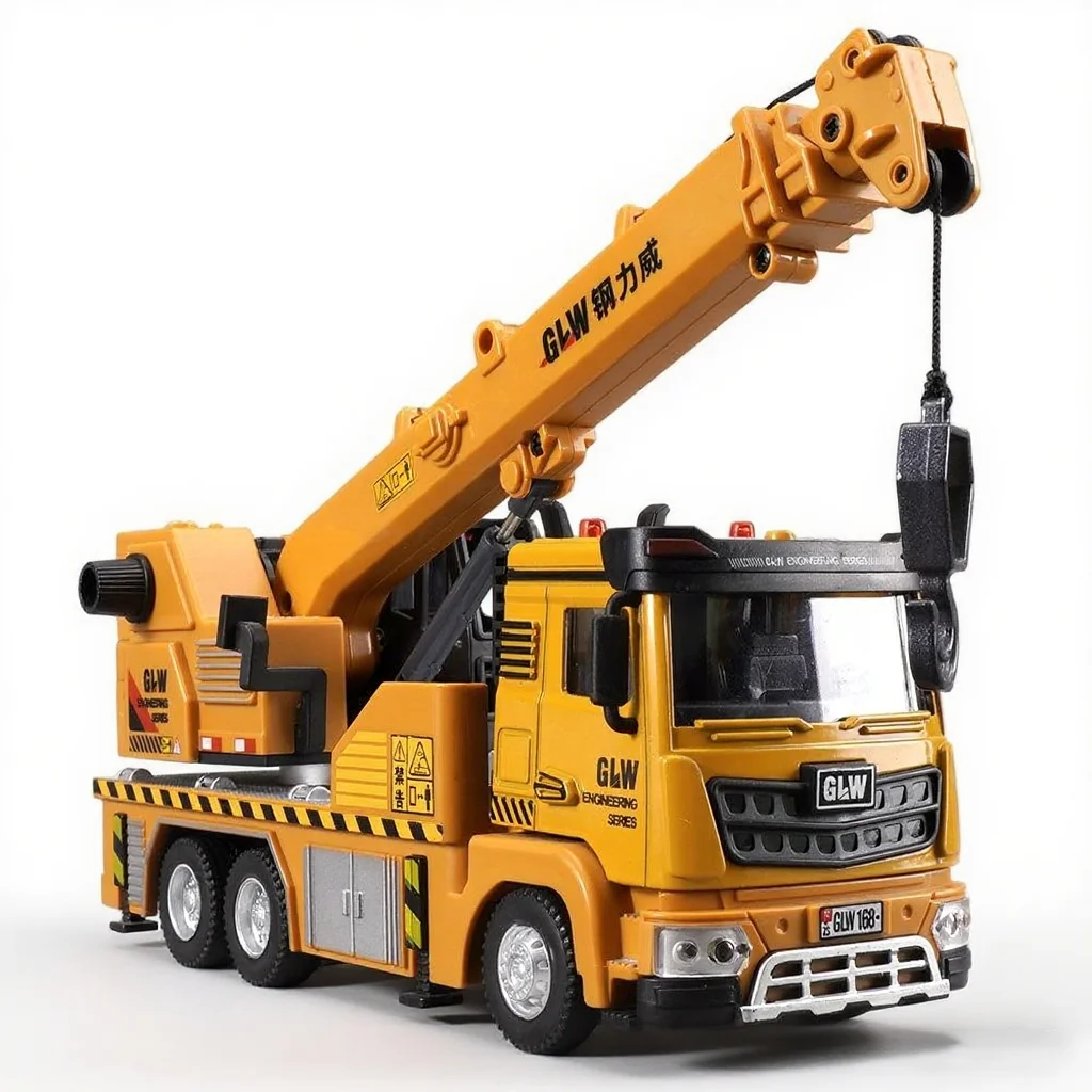 1:40 Crane Car Alloy Diecast Engineering Transport Truck Sound Light Pull Back Collection Play Vehicles Toys Gifts For Children