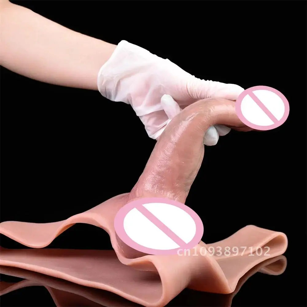 LEZEE Wearable Hollow Penis Sleeve Silicone Briefs Realistic Dildo Pants Male Cock Extender Enlargement Skin Touch Sex Toys Men