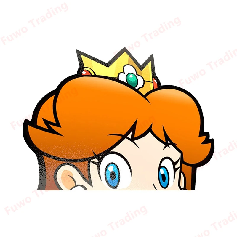 Fashionable Cartoon Princess Peach Peeker Car Sticker Chibi Big Head Flower Princess Decal JDM Car Window Decoration