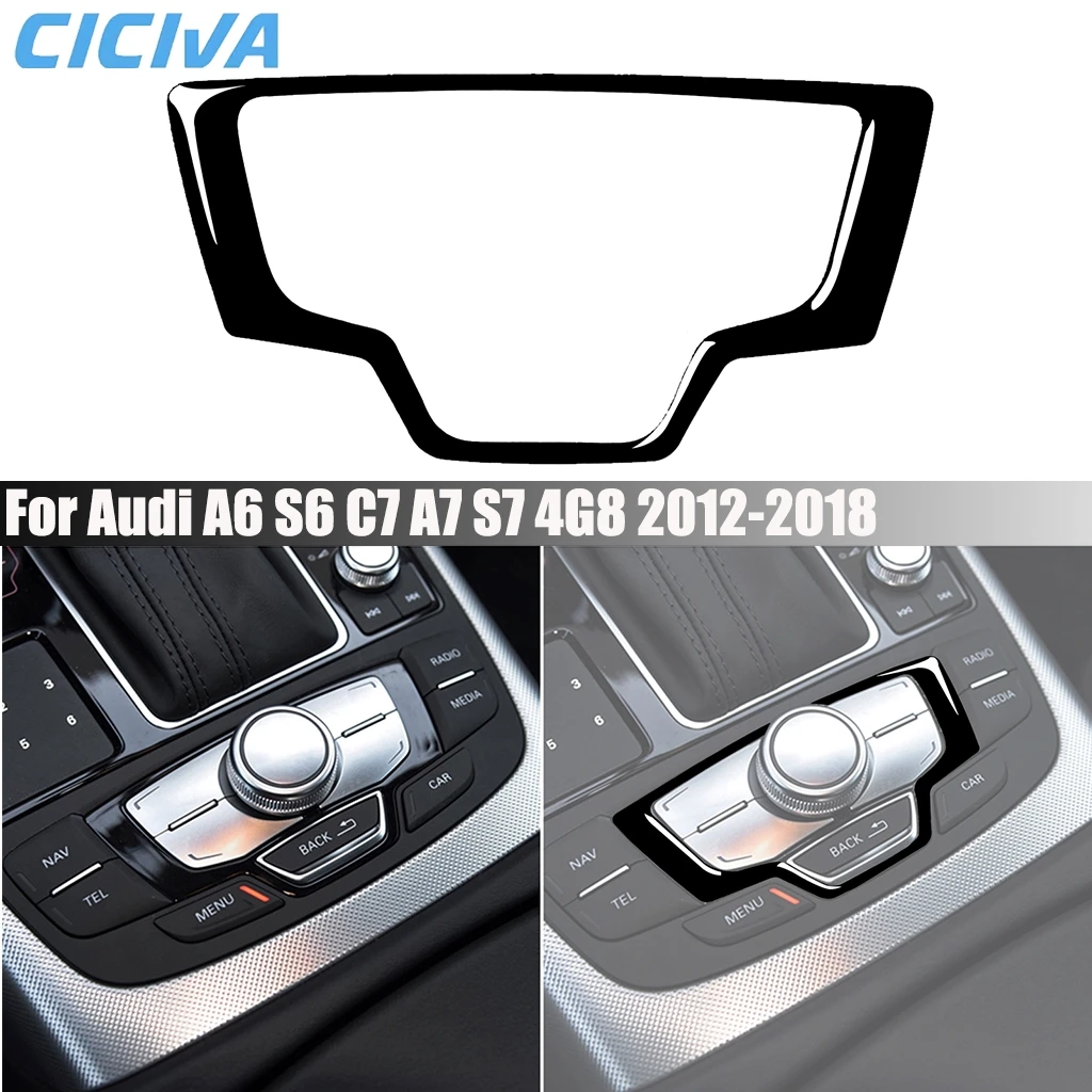 

Piano Black Car Accessories Multimedia Control Modified Interior Trim Cover Soft Sticker For Audi A6 S6 C7 A7 S7 4G8 2012-2018