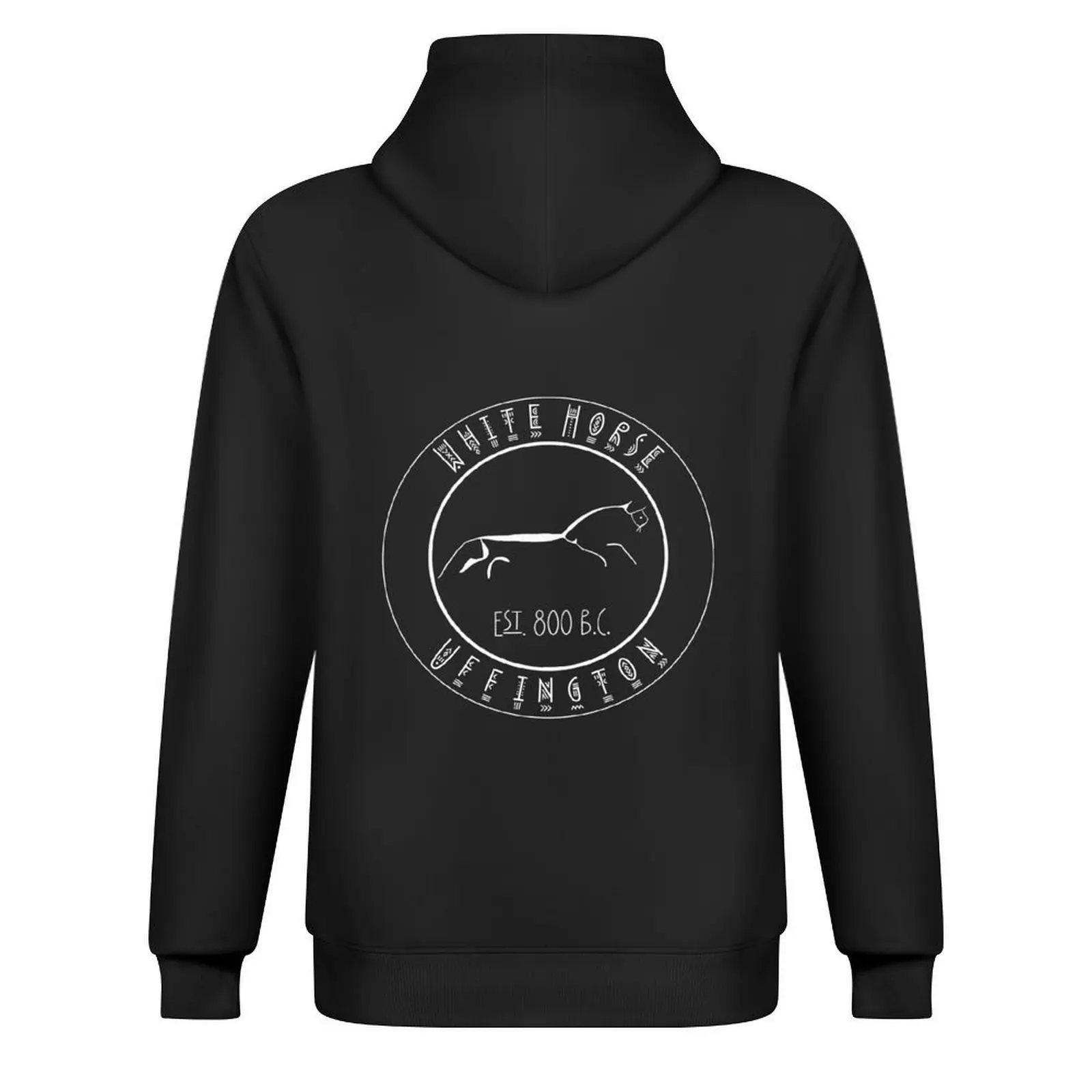 شعار White Horse Uffington مع الحدود هوديي ملابس الخريف للرجال ملابس الرجال بلوزة ملابس على الطراز الكوري بقلنسوة كبيرة الحجم