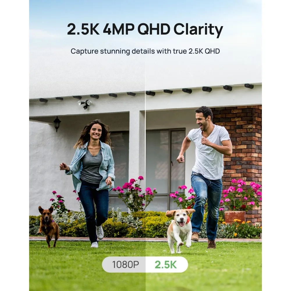 كاميرا lucio 2.5k الأمنية بطارية خارجية لاسلكية مع رؤية ليلية ملونة و138 °   فوف، كشف متعدد الأشياء،