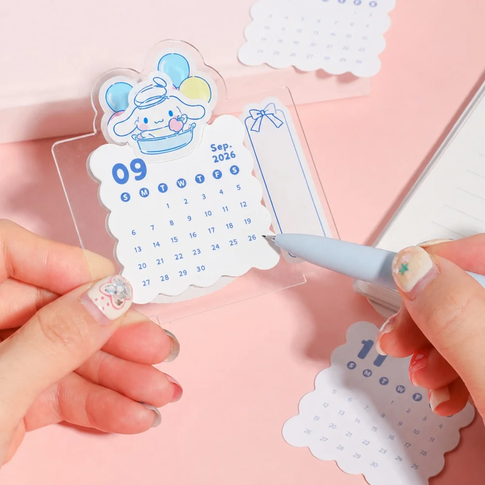 2027 New Genuine Sanrio Kuromi Cinnamoroll Melody Acrylic Daily Schedule Calendar Kawaii Tabletop Decorative Perpetual Calendar view 4