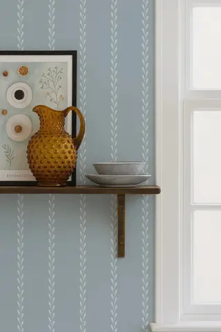 Blå lövrandig självhäftande tapet, självhäftande vintage blommönster, ljus klassisk lövlinje självhäftande väggmålning 8 best sales blå tapet - №7