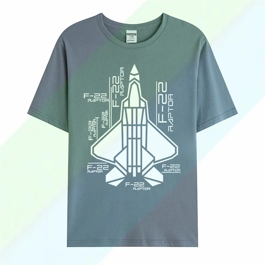 Raptor F-22 Jet Fighter T-shirt 100% Cotton Round Neck Summer Short Sleeve Casual Men's T-shirt Size S-3XL