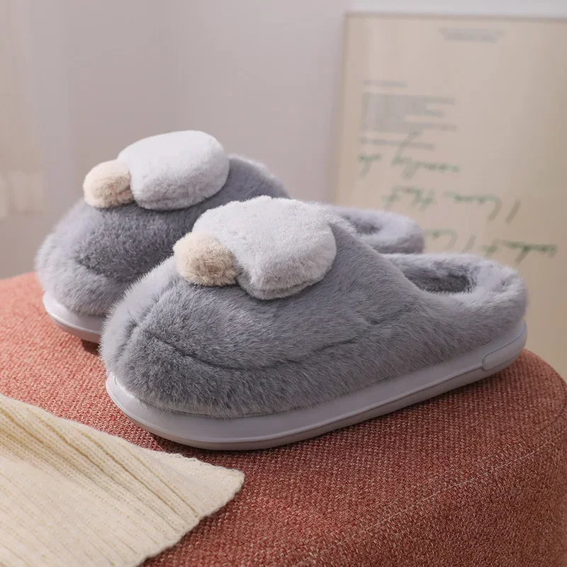 Women Warm Winter Cute Fluffy Slippers Men Casual Home Indoor Plush Slipper Couple Cozy Anti-slip Outdoor Mushroom Shoes