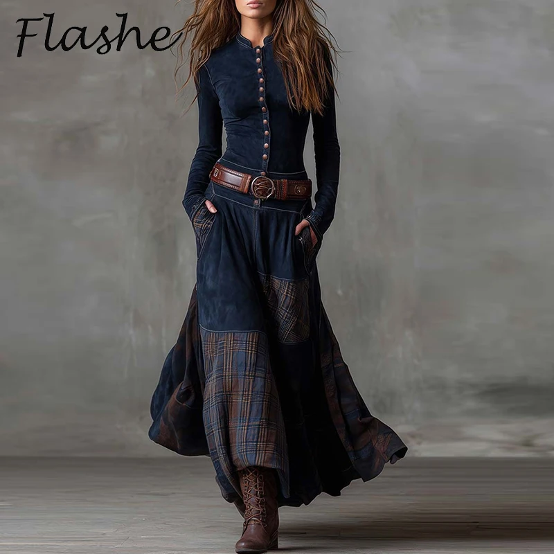 Elegant Party Long Dress Women Autumn Winter O Neck Button Long Sleeve Cashmere Warm Dresses For Women Pocket Maxi Dress - AliExpress 200000345 Elegant Party Long Dress Women Autumn Winter O Neck Button Long Sleeve Cashmere Warm Dresses For Women Pocket Maxi Dress - AliExpress 200000345