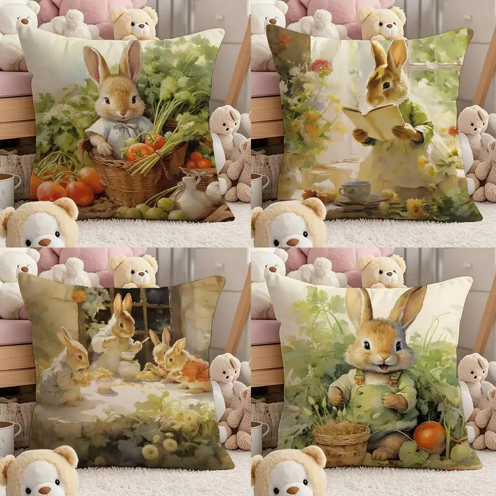 

P-Peter Rabbit Anime Pillow Case Comfort Sofa Bed Silky elegant Invisible zipper Custom Decorative cushion cover