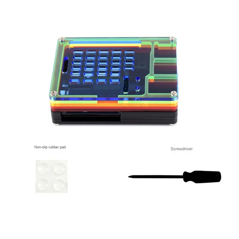 Well Made-Raspberry Pi 5用レインボーアクリルケース、カラフルな半透明アクリルケース、公式アクティブクーラーの取り付けをサポート