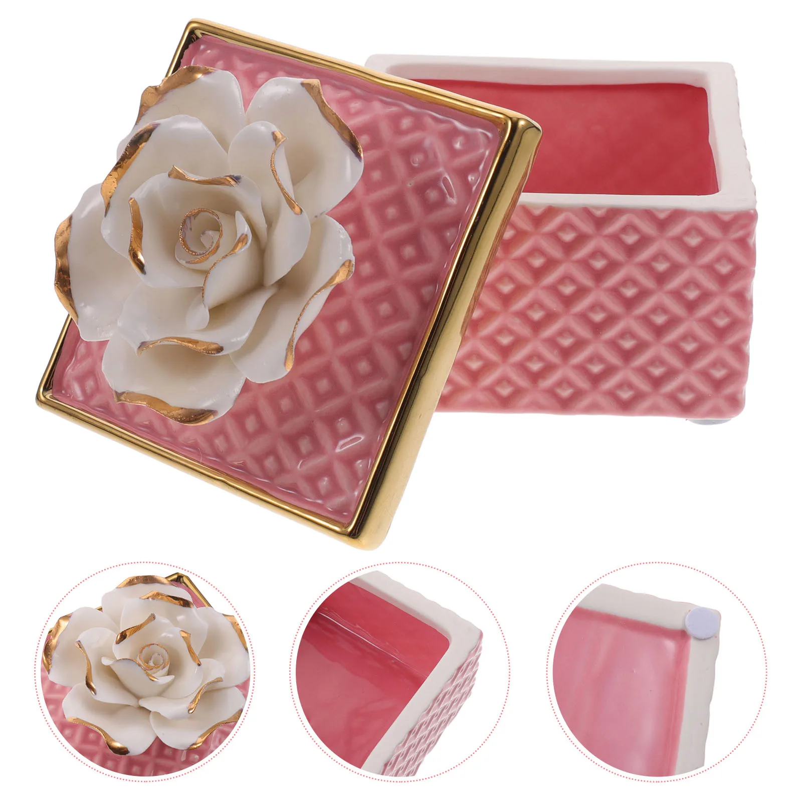 

Ceramic Jewelry Storage Box Flower Decorative Case Large Capacity Ring Necklace Earring Organizer Jewelry Holder Trinket Box