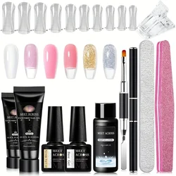 20ml Glitter Gel Nail Extension Set Quick Builder Gel Nail Extension Kit With Base Gel Top Coat Slip Solution Acrylic Varnish