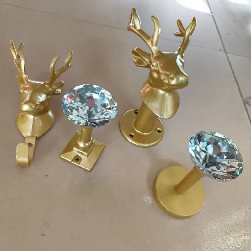 Nordic Gold Hangers Deer Head Diamonds Shaped Clothing Store Display Rack Wall Mounted Point Hanging Decorative Hooks Upright