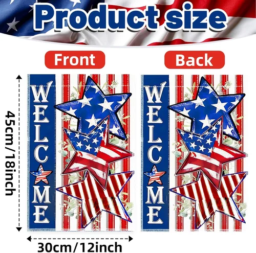 12 X 18 Inches Welcome Garden Flag for Yard Lawn Outdoor Decor, Patriotic Red, W 744759094872 AAV hhz