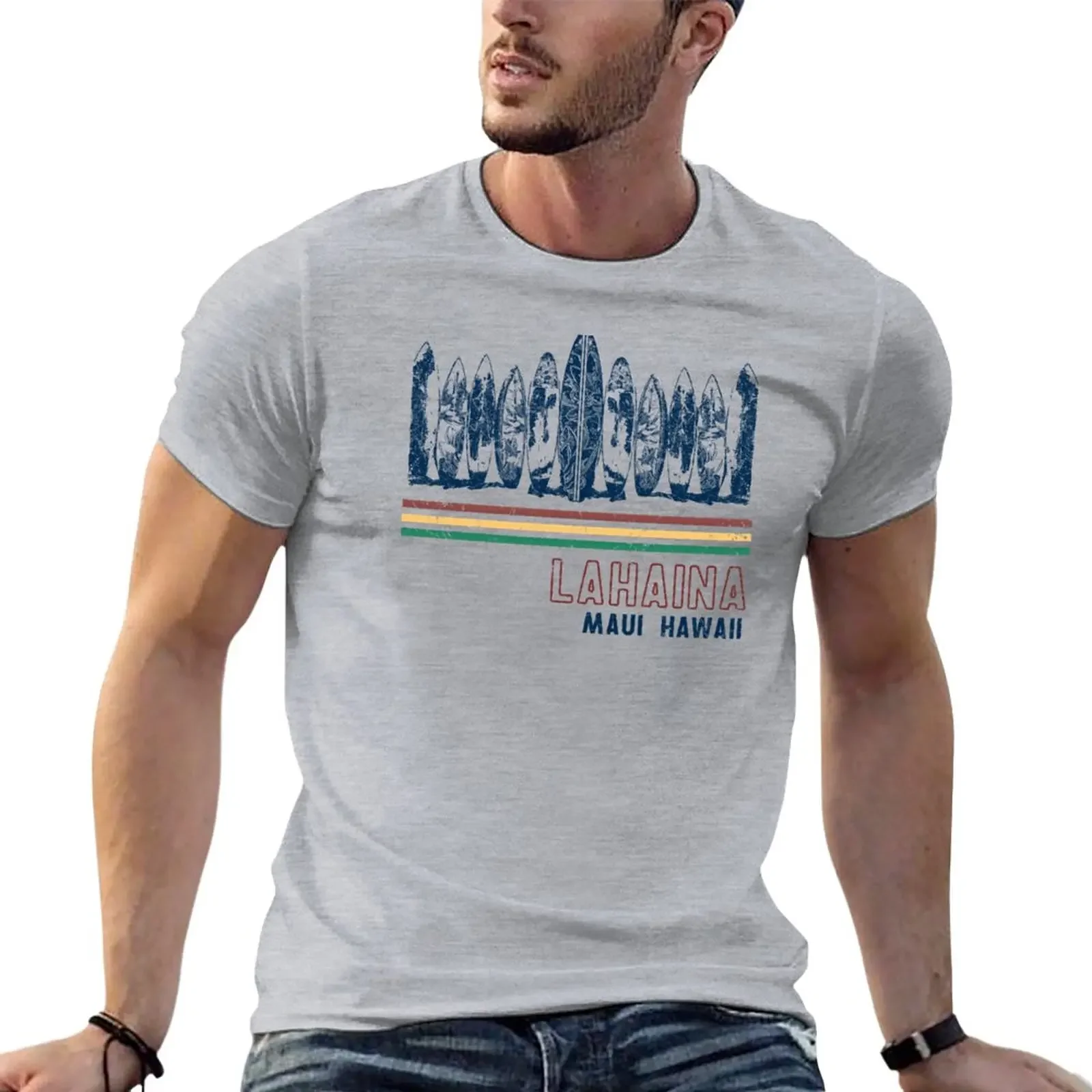 Hawaii Lahaina Maui Retro Surfing T-Shirt customizeds aesthetic clothes summer tops slim fit t shirts for men