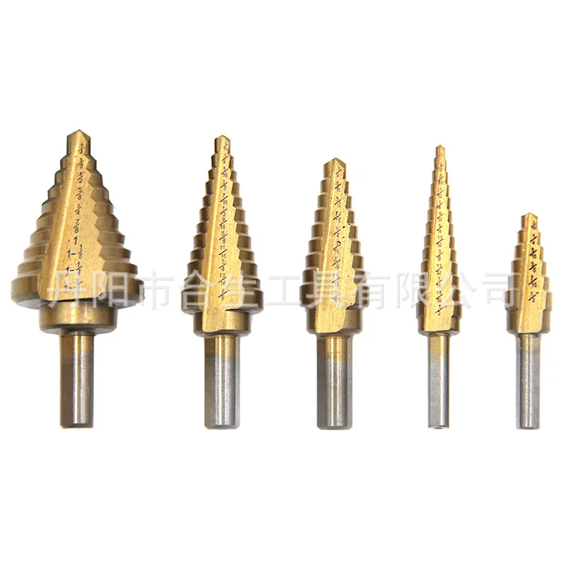 5pcs steel plate drilling tool,1/4-1-3/8 triangular step tower irregular platform step drill,  for Woodworking Metal Core Hole