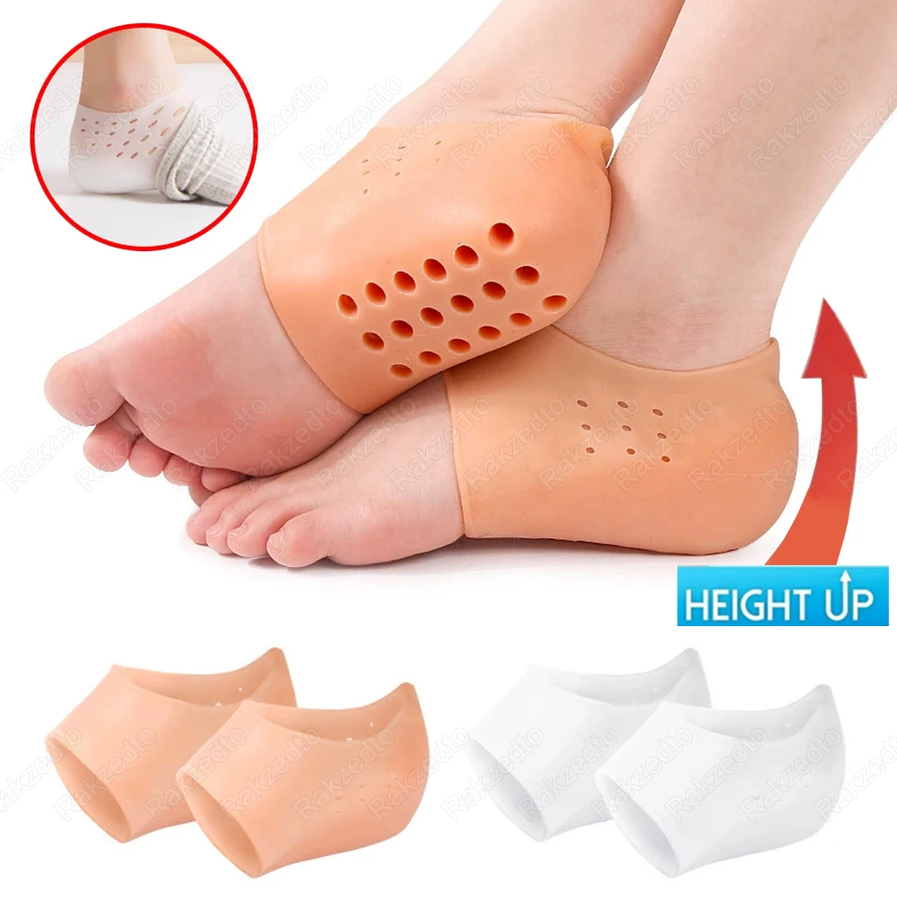 Silicone Height Increase Insoles for Man Woman Shoes Lift Insert Gel Shoe Pads With Breathable Holes Invisible Height Heel Socks