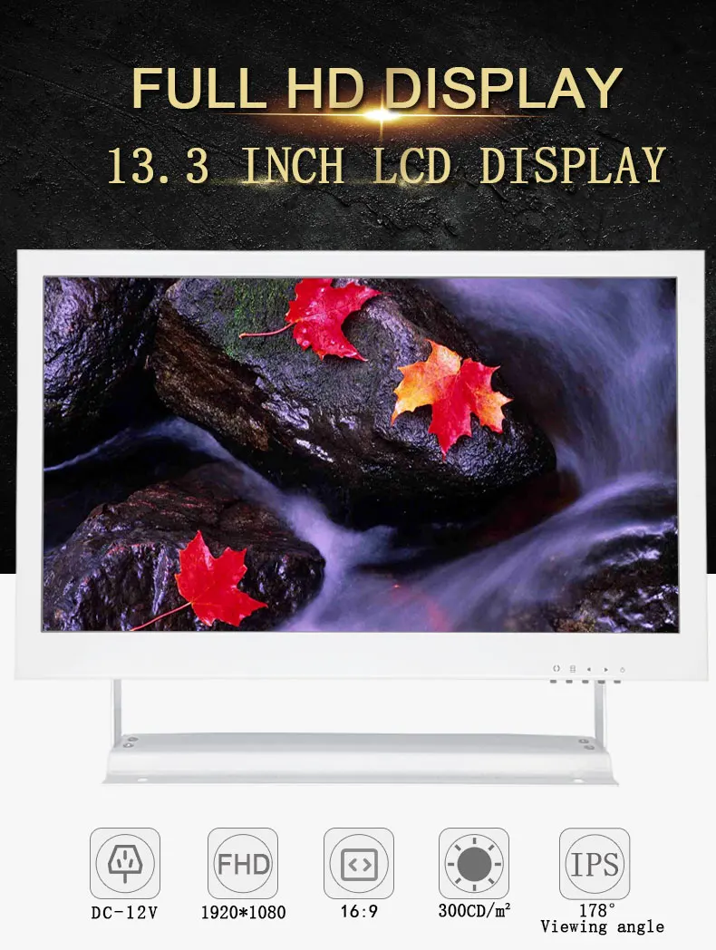 10.1 /13.3/15.6inch white security LCD monitor, HDMI VGA, BNC computer, pos, industrial HD