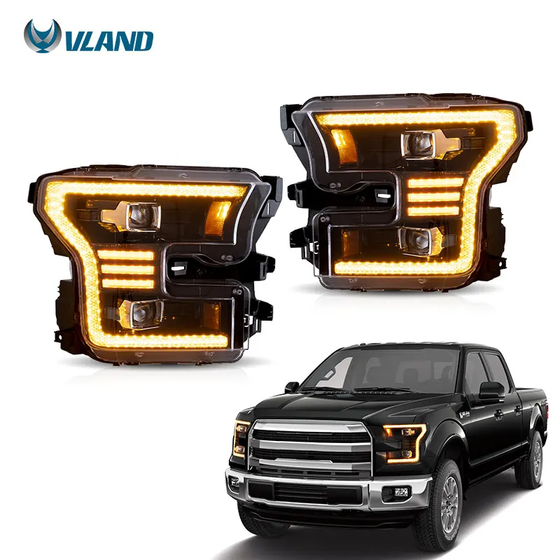 

VLAND Factory Start up Animation Amber DRL Raptor 2016-2021 Full LED Front Lamp LED Headlights 2015 2016 2017 for Ford F150