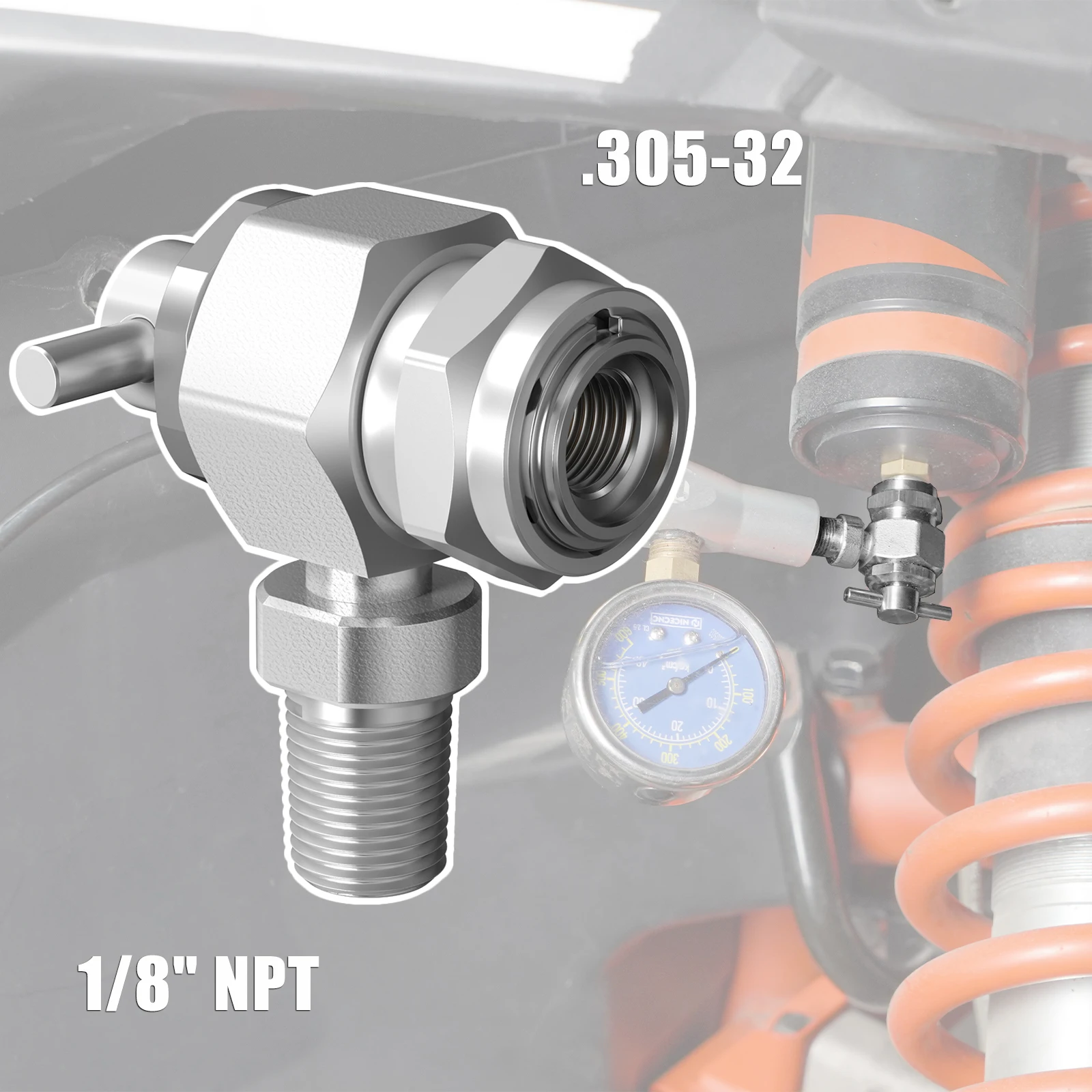 

For Polaris RZR Yamaha Raptor Schrader Valve 1/8" NPT Male Nitrogen Filling UTV No Loss Air Chuck .305-32 Valve Adapter Fitting