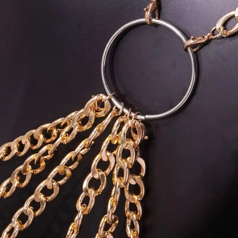 Sexy Graduation Party Metallic Sequin Tassels Golden Chainmail Dress Women Metal Mesh Geometric Pattern Summer Casual Dresses