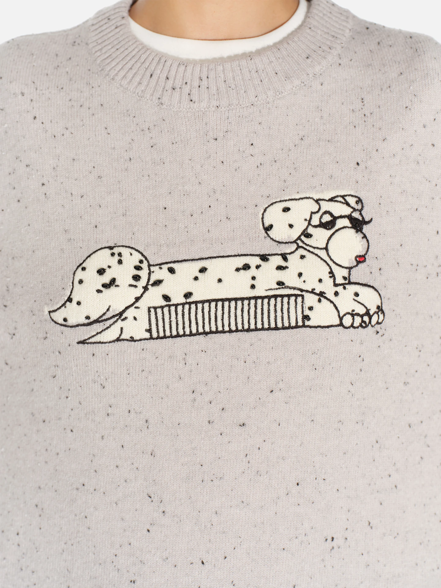 

Studiotill8 Handmade Beaded Knitted Sweater Dot Yarn Loose round Ne Women Winter Warm Fing Long Sve Top