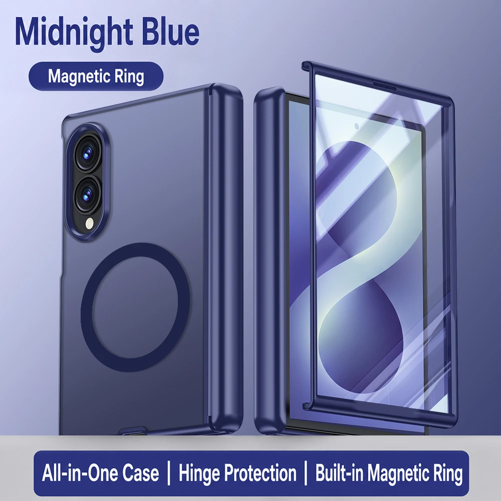 Matte Magnetic Skin-Feel Shell-Film Integrated Phone Case for Samsung Z Fold 8 Wide Shockproof  for Magsafe Wear Resistant Cover