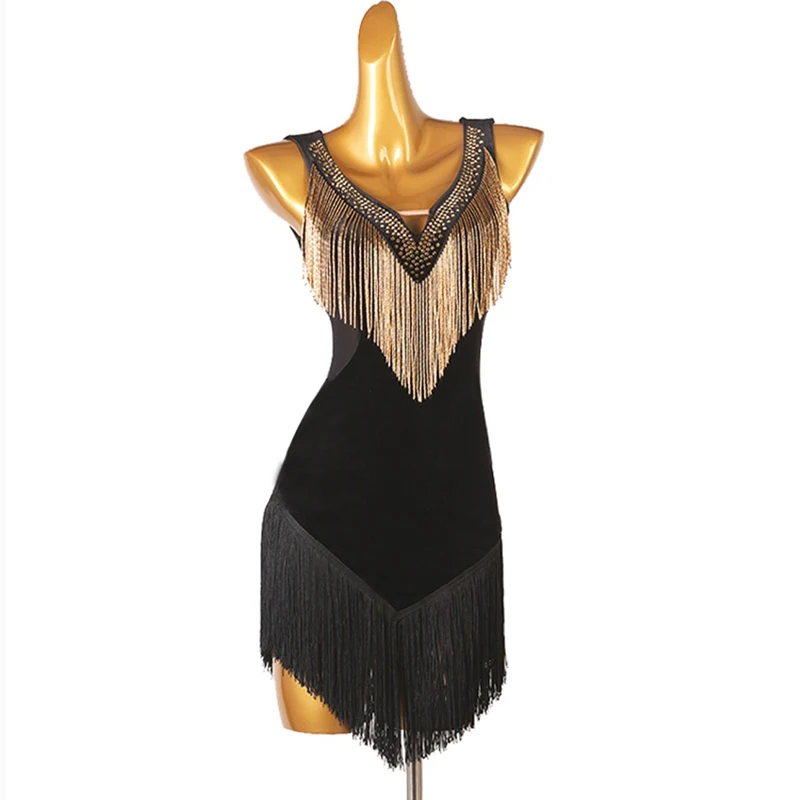 Personalización de borlas de diamantes, vestido de competición de baile latino, péndulo de gasa para adultos, ropa de baile de Samba Lombard
