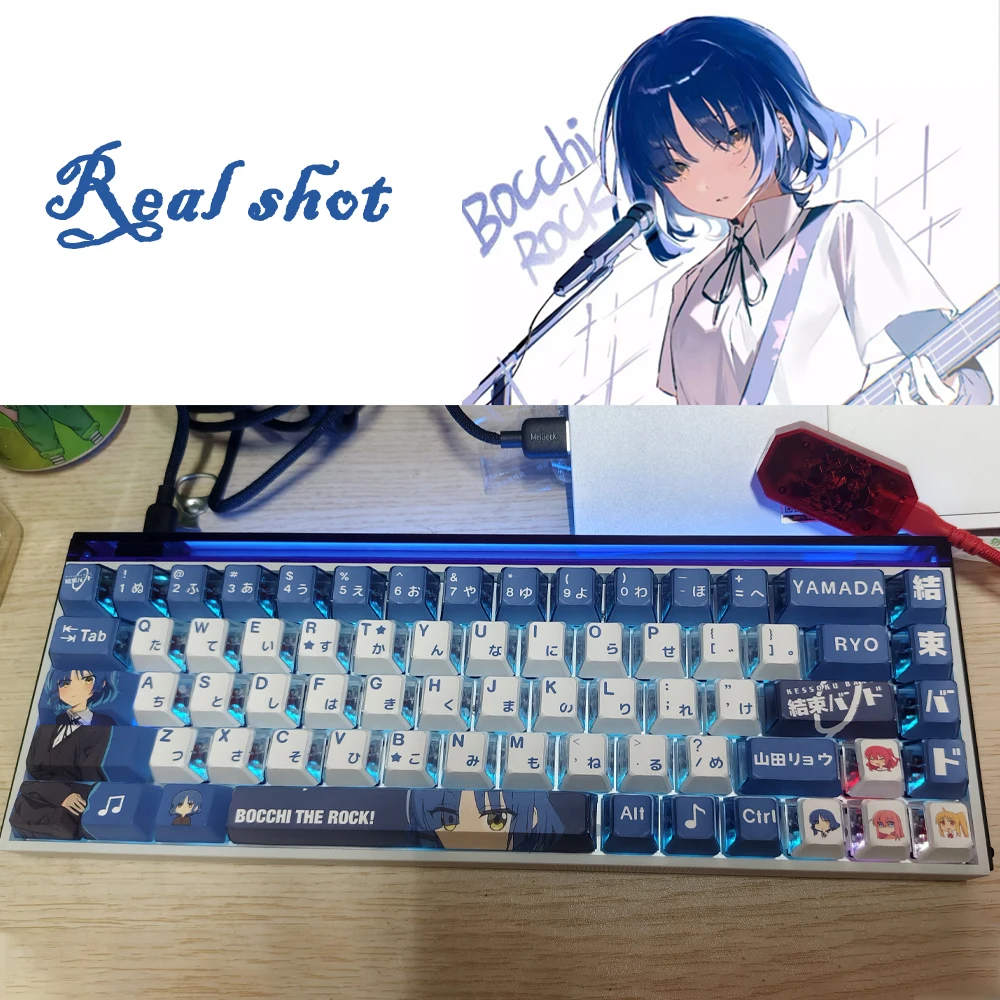 Mechanical Keyboard PBT Dye Subbed Keycaps Cartoon Anime Gaming Key Cap BOCCHI THE ROCK Yamada Ryo Opaque Keycap For ANSI Layout