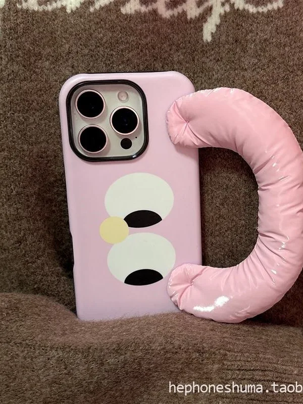 Handheld Wristband Big Eye Cute Phone Case For iPhone 16Pro Max 15 14 13 Pro Cartoon Cute Creative Case