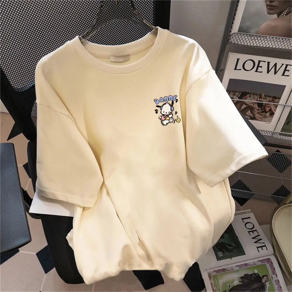 Cute Sanrio Kawaii Pochacco New Cotton Short Sleeve T-Shirt Summer Cartoon Cute Baseball Pacha Dog Student Versatile Half-Sleeve