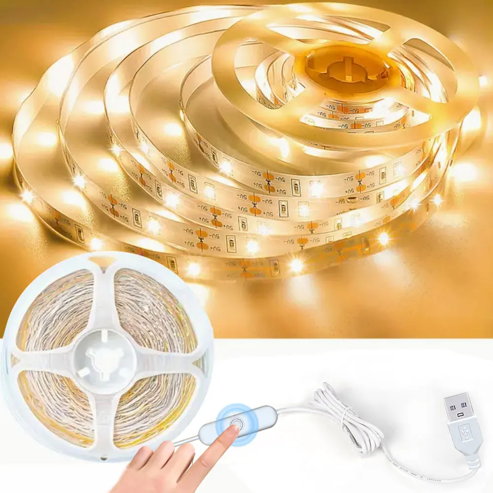 

5V USB Charing Led Strip Lights Warm White for Smart TV Backlight for Gaming Room Decoration Home Bedroom Room Lighting Lamp