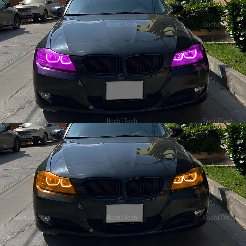 RGB multi colors Light Rings APP control DRL LED Angel Eyes Kit  for BMW 3 series E90 E91 facelift 2009-2012 Halogen headlight