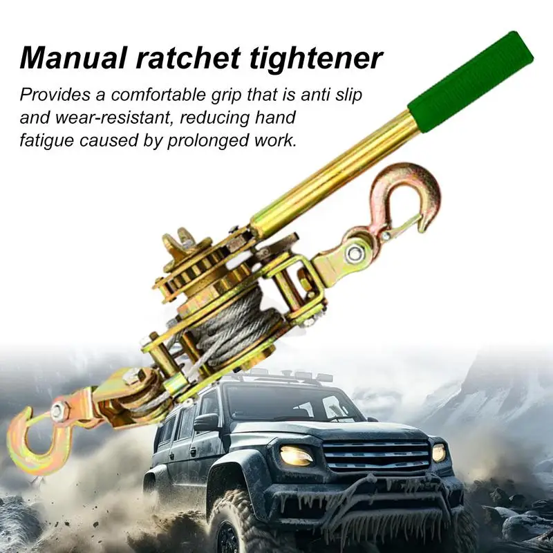 Wire Rope Tensioner sturdy Manual Ratchet Rope Tensioner 1-2T Machine Double Hook Hand Tightener For Emergency Pulling Car