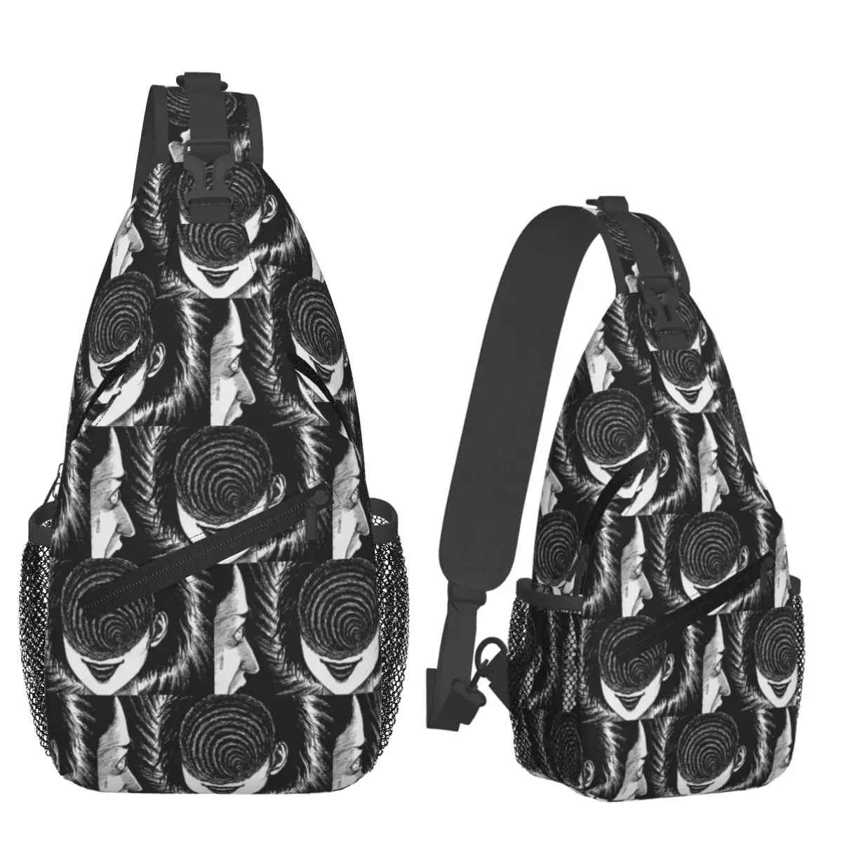 Junji Ito Tomie Cartoon Chest Bag Men Sling Crossbody Backpack Chest Bag Travel Hiking Daypack Shoulder Bag