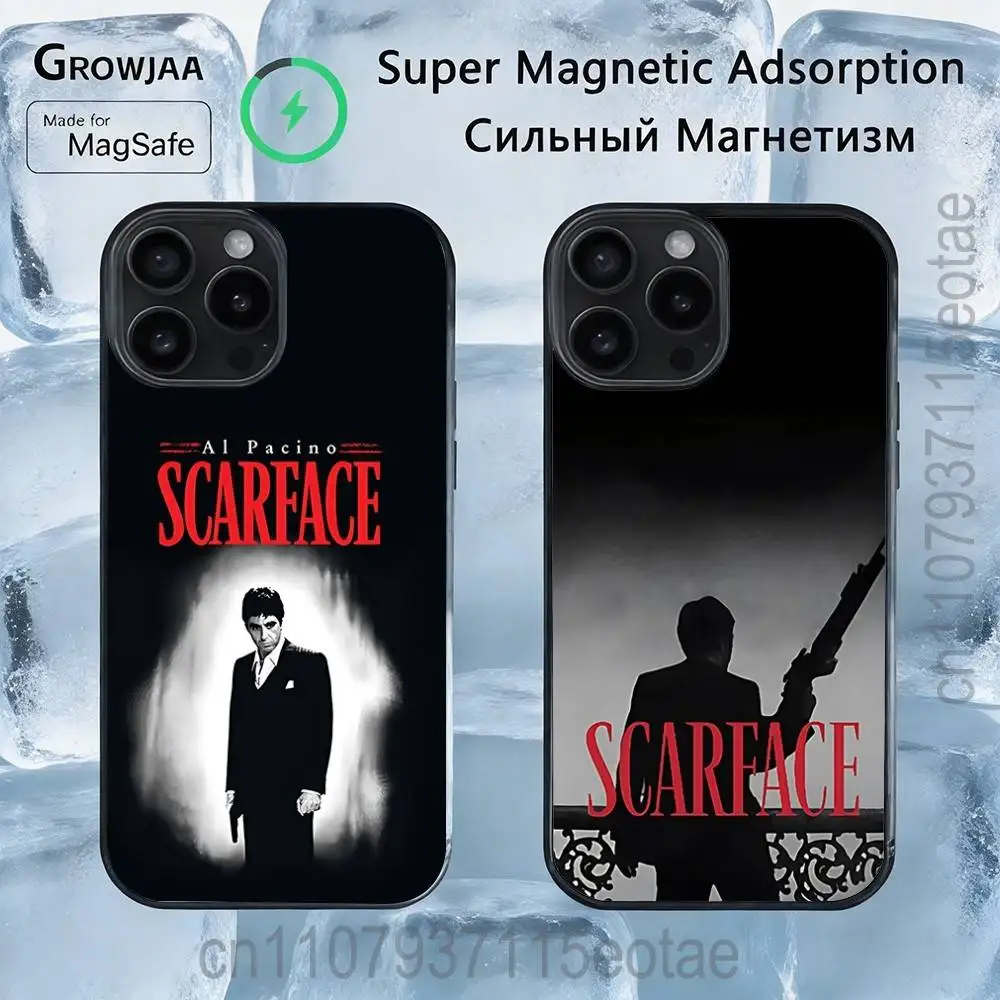 

S-Scarfaces Tony M-Montana Case For iPhone 17,16,15,14,13,12,11,Pro,Max,Plus,Mini,SE4,E Magnetic Magsafe Wireless Charging