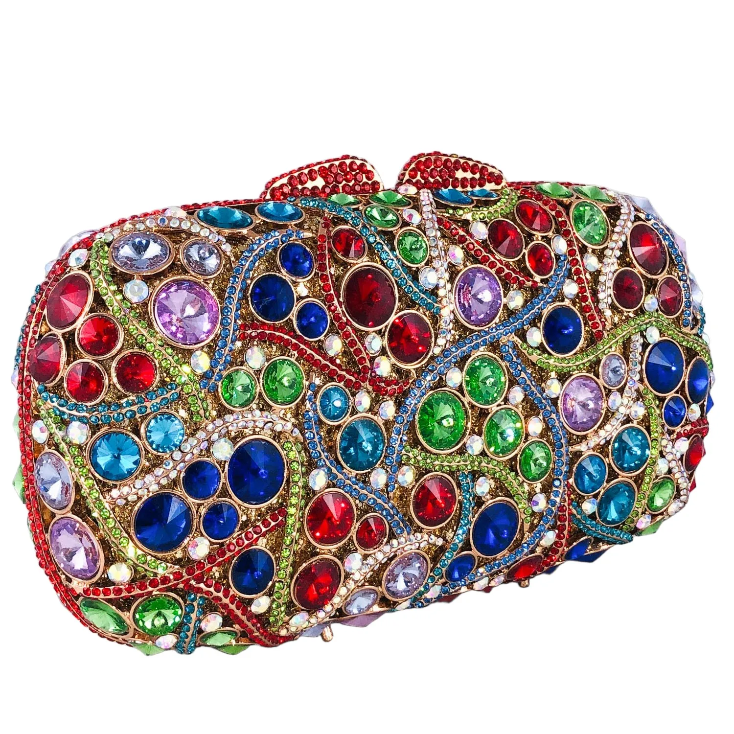 ブティック・デ・FGG カラフルな女性用イブニングバッグとクラッチ、パーティー用ハードケースクリスタルクラッチバッグ、キラキラ輝くラインストーンクラッチバッグ