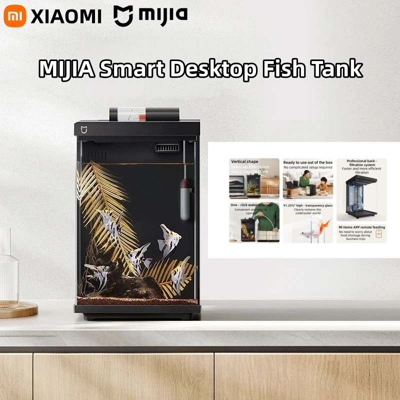 

Mijia Smart Desktop Fish Tank 10L Aquarium Modern Design Space Saving Auto Filter App Feeding One Click Drainage