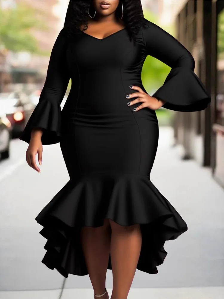 L-4XL Plus Größe Kleidung Kleider Frauen Roben Herbst Winter Langarm Street Style Casual 3XL 4XL Große Größe Midi Kleid Übergroßen