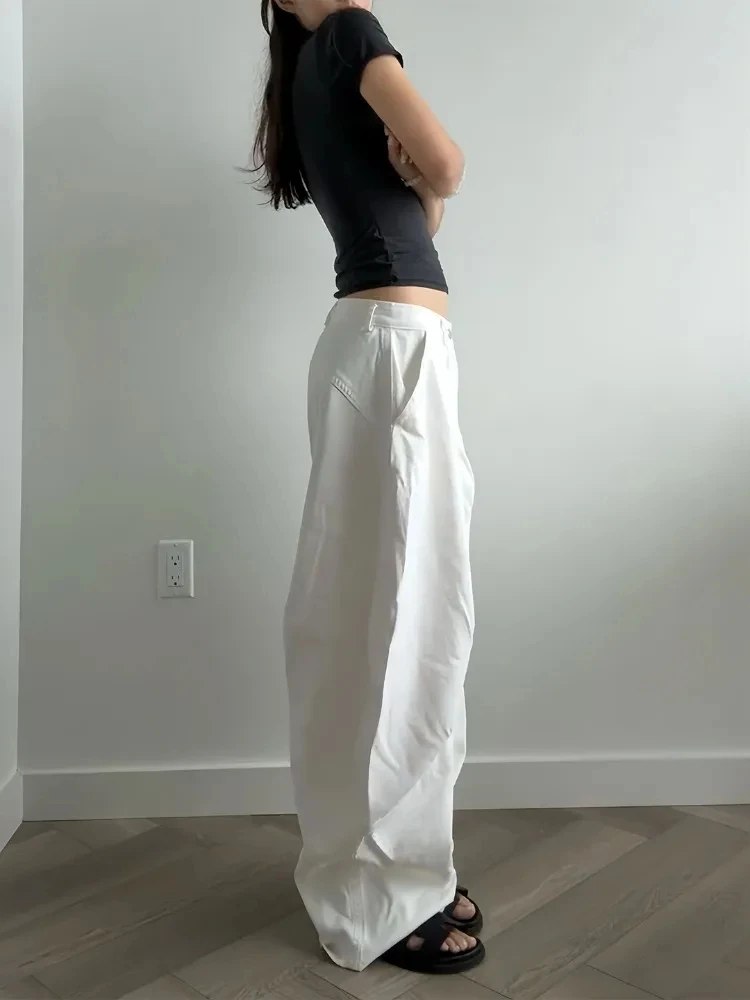 Vintage witte broek voor vrouwen 2025, nieuwe bodems, mode, Y2k wijde pijpen, casual streetwear broek, Pantalon Femme, nieuwe bodems