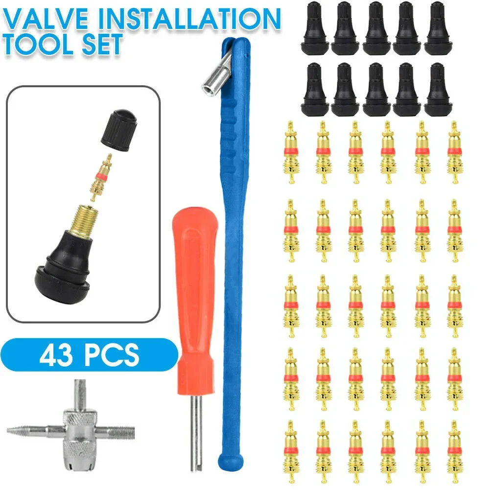 43pcs Car Tyre Valve Stem Puller base Quick Remover Tire Installer Repair Tool Vehicles Accessoires Tyre Valve Core Remover