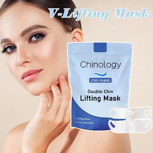 Imagen 2 del producto Mascarilla facial reafirmante, antiarrugas, decoloración, línea fina, elimina el doble chino, mejora la flacidez, estiramiento de la piel, 1/2/3 Uds.