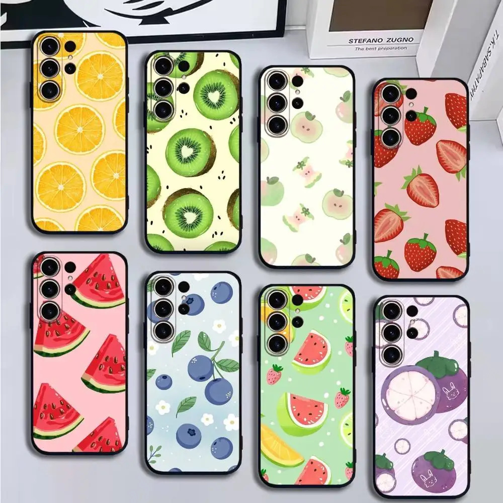 

Fruit Phone Case For SamsungS25,24,21,22,23,30,Ultra,20,Plus,Fe,Lite,Note,10,9,Soft Black Cover